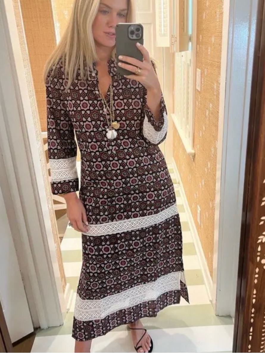 Julia Amory The Majorelle Caftan Dress In Tangier Garden Size Xs